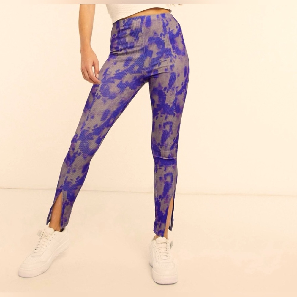 COLLUSION Blue Tie-Dye Split Hem Skinny Pants. Size 14